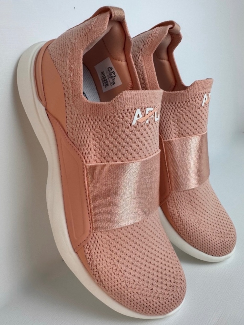 APL TechLoom Bliss Sneakers Women's 8.5 Blush Ivory Pink Knit Slip-On Shoes NWOT